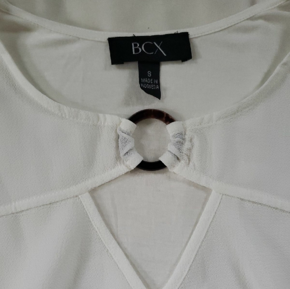 BCX White Blouse Dress Top Wear to Work Top Off White NWT Small